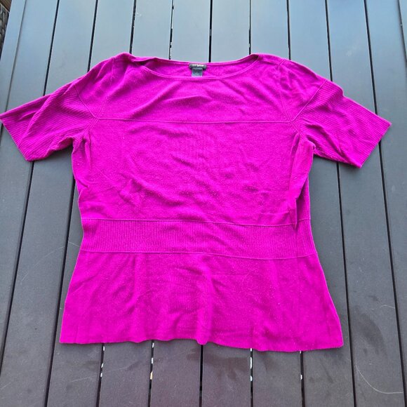 Ann Taylor Factory Pink Short Sleeve Knit Sweater Size Large - Picture 1 of 6